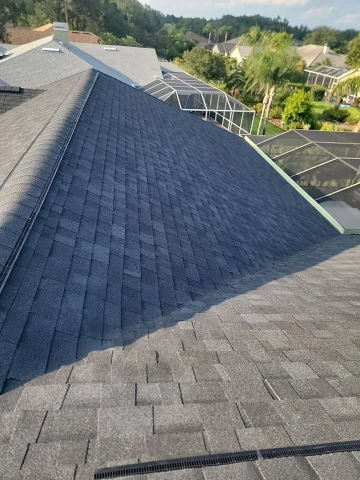 close-up view of asphalt shingle roof replacement