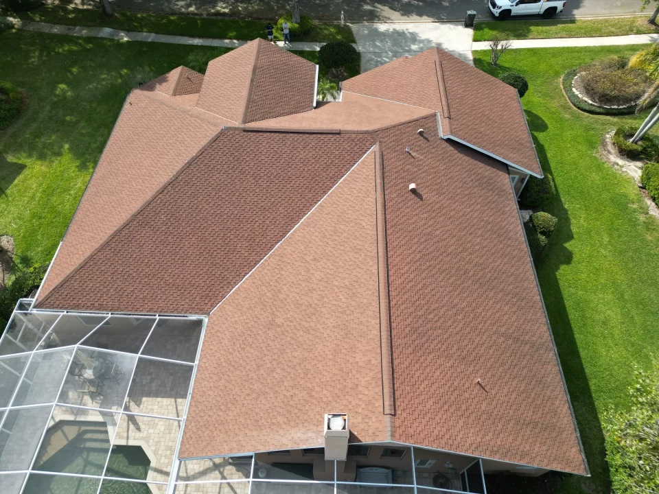 New terracotta shingle roofing installed on a home in Valrico, FL.